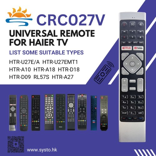 SYSTO丨CRC027V Universal Replacement Remote Control for HAIER LED LCD TV