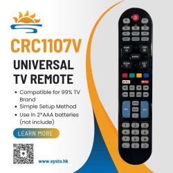 SYSTO丨CRC1107V Universal Replacement Remote Control for All Brand LED LCD TV