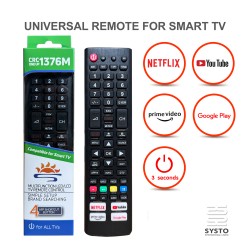 SYSTO丨CRC1376M Upgrade Version Universal Replacement Remote Control for All Brand LED LCD TV