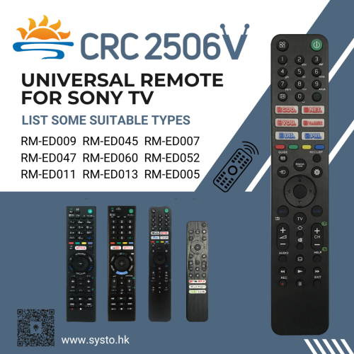 SYSTO丨CRC2506V Upgrade Version Universal Replacement Remote Control for SONY LED LCD TV