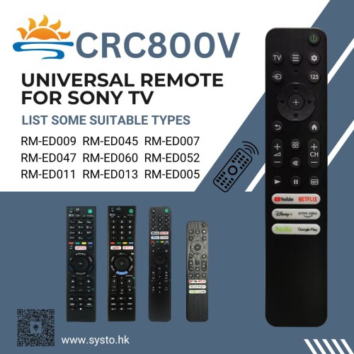 SYSTO丨CRC800V Infrared Replacement SONY Smart TV Remote Control