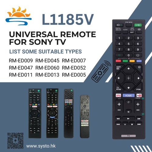 SYSTO丨L1185V Universal Replacement Remote Control for SONY LED LCD TV