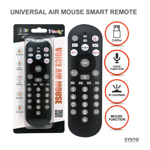 SYSTO B34 Universal 2.4G Air Mouse Remote support voice function,ir learning , google assistant for android