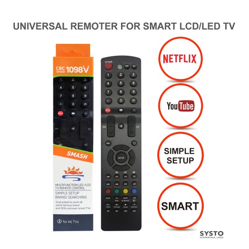 SYSTO丨CRC1098V Universal Replacement Remote Control for All Brand LED LCD TV