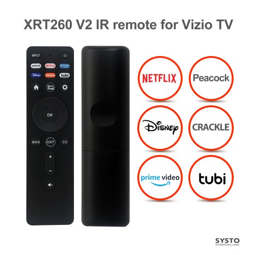 SYSTO丨XRT260 Infrared Replacement VIZIO Smart TV Remote Control (Netflix Peacock Disney Crackle PrimeVideo Tubi)