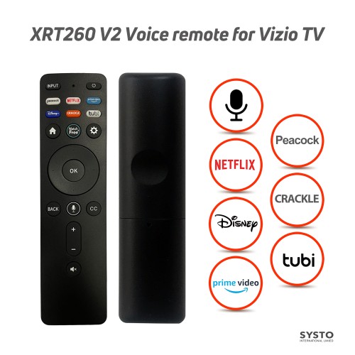 SYSTO丨XRT260 Blue-tooth Voice Replacement VIZIO Smart TV Remote Control (Netflix Pluto Disney iHeart PrimeVideo Tubi)