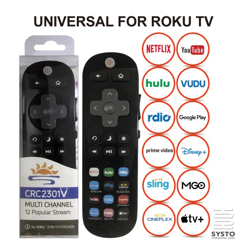 SYSTO丨CRC2301V Universal Replacement Remote Control for All Brand ROKU Series TV and Stick