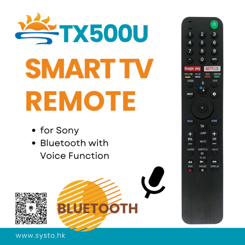 SYSTO丨RMF-TX500U Replaced Remote Control Fit For Sony TV KD-55X750H KD-65X750H XBR-75X950H XBR-85X800H